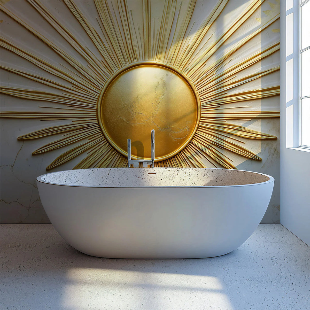 Golden Sunburst Marble Mural Wallpaper — Luxury Modern Design Mural Wallpaper - pure wallpaper artwork