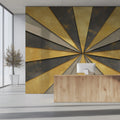 Radiating Metallic Geo Mural Wallpaper — Modern Luxe Accent Mural Wallpaper - pure wallpaper artwork
