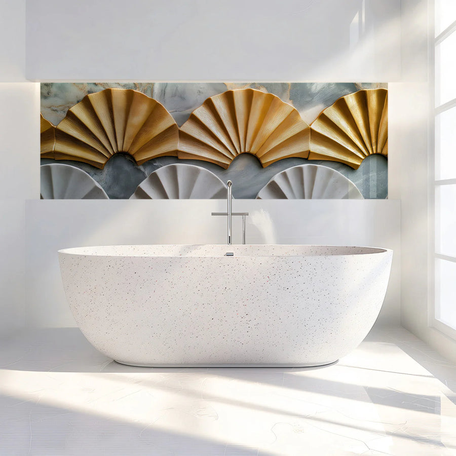 Gilded Fan Mural Wallpaper — Art Deco Geometric Luxury Mural Wallpaper