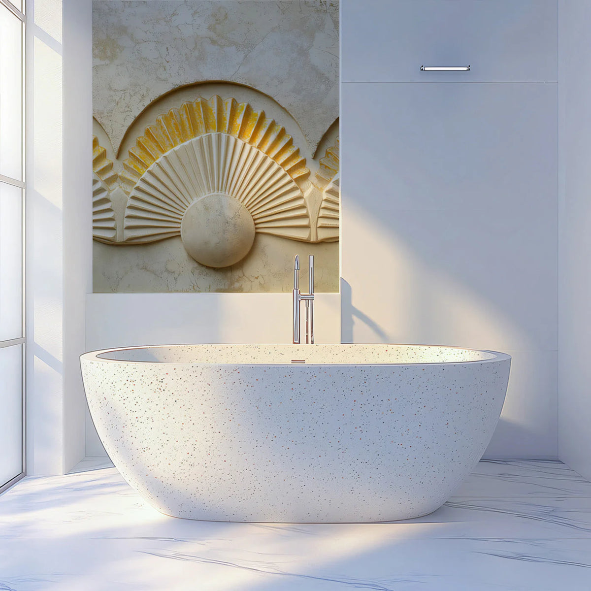 Gilded Fan Architectural Mural Wallpaper — Modern Minimalist Mural Wallpaper - pure wallpaper artwork