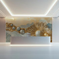 Sunburst Geometric Mural Wallpaper — Modern Gold and Gray Abstract Mural Wallpaper - pure wallpaper artwork