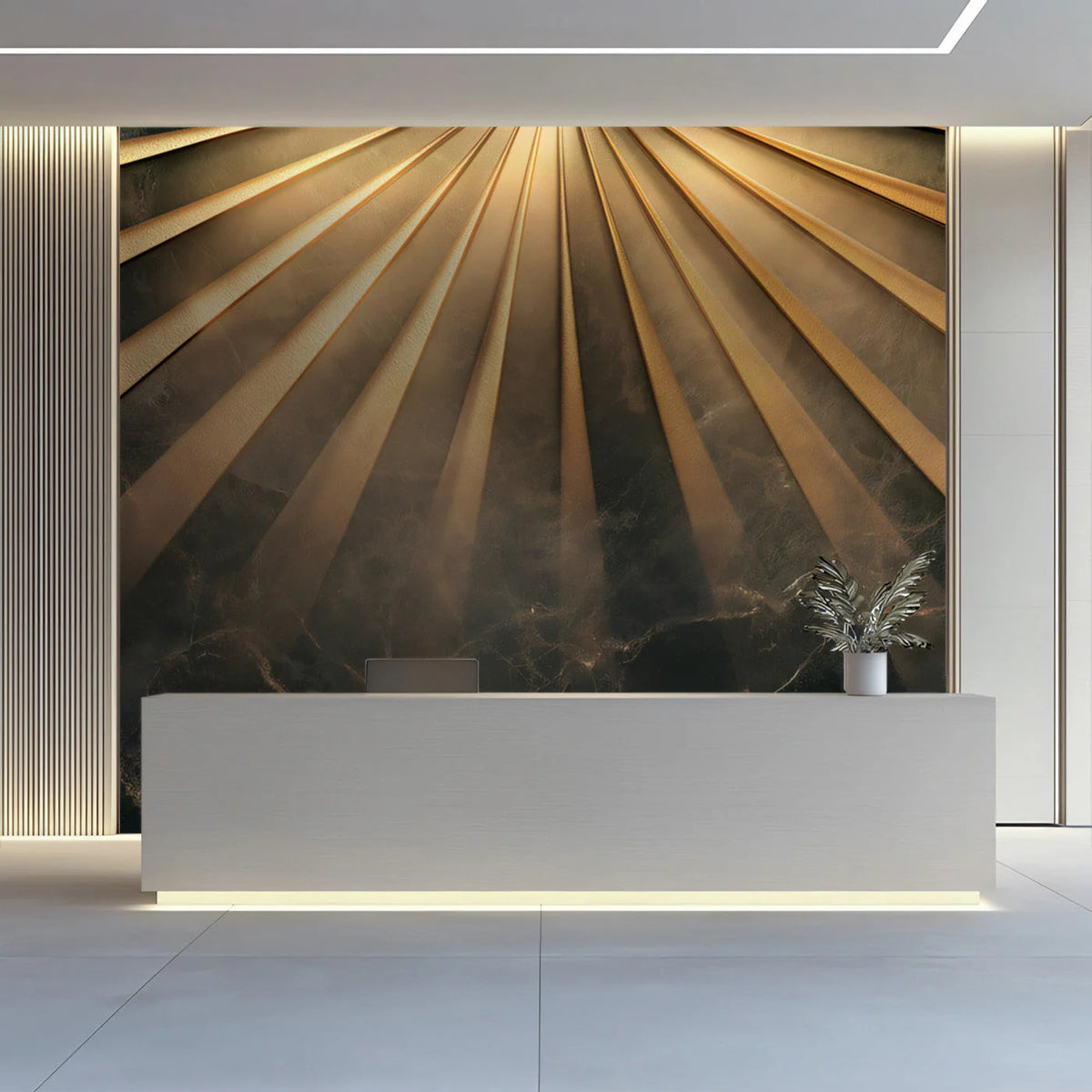 Sunburst Gold and Charcoal Marble Mural Wallpaper - pure wallpaper artwork
