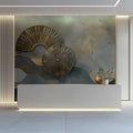 Abstract Gold Fan Mural Wallpaper — Modern Geometric Art Mural Wallpaper - pure wallpaper artwork