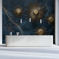 Sunburst Marble Mural Wallpaper — Navy and Gold Celestial Design Mural Wallpaper - pure wallpaper artwork