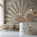 Art Deco Fan Mural Wallpaper — Geometric Architectural Gold Design Mural Wallpaper - pure wallpaper artwork