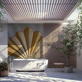 Gilded Fan Shell Mural Wallpaper — Art Deco Sophistication Mural Wallpaper - pure wallpaper artwork