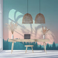 Minimalist Pine Forest Landscape Mural Wallpaper — Soft Morning Mural Wallpaper - pure wallpaper artwork
