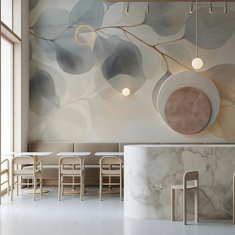 Ethereal Eucalyptus Branch Mural Wallpaper — Soft Botanical Design Mural Wallpaper