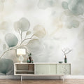 Watercolor Eucalyptus Leaf Mural Wallpaper — Soft Botanical Art Mural Wallpaper - pure wallpaper artwork