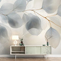 Watercolor Eucalyptus Mural Wallpaper — Soft Botanical Design Mural Wallpaper - pure wallpaper artwork
