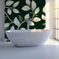 Botanical Vine Mural Wallpaper — Deep Green and White Leaf Pattern Mural Wallpaper - pure wallpaper artwork