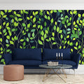 Neon Lime Vine Mural Wallpaper — Modern Botanical Feature Wall Mural Wallpaper - pure wallpaper artwork