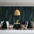 Slender Fern Leaf Mural Wallpaper —Moody Botanical Print Mural Wallpaper - pure wallpaper artwork