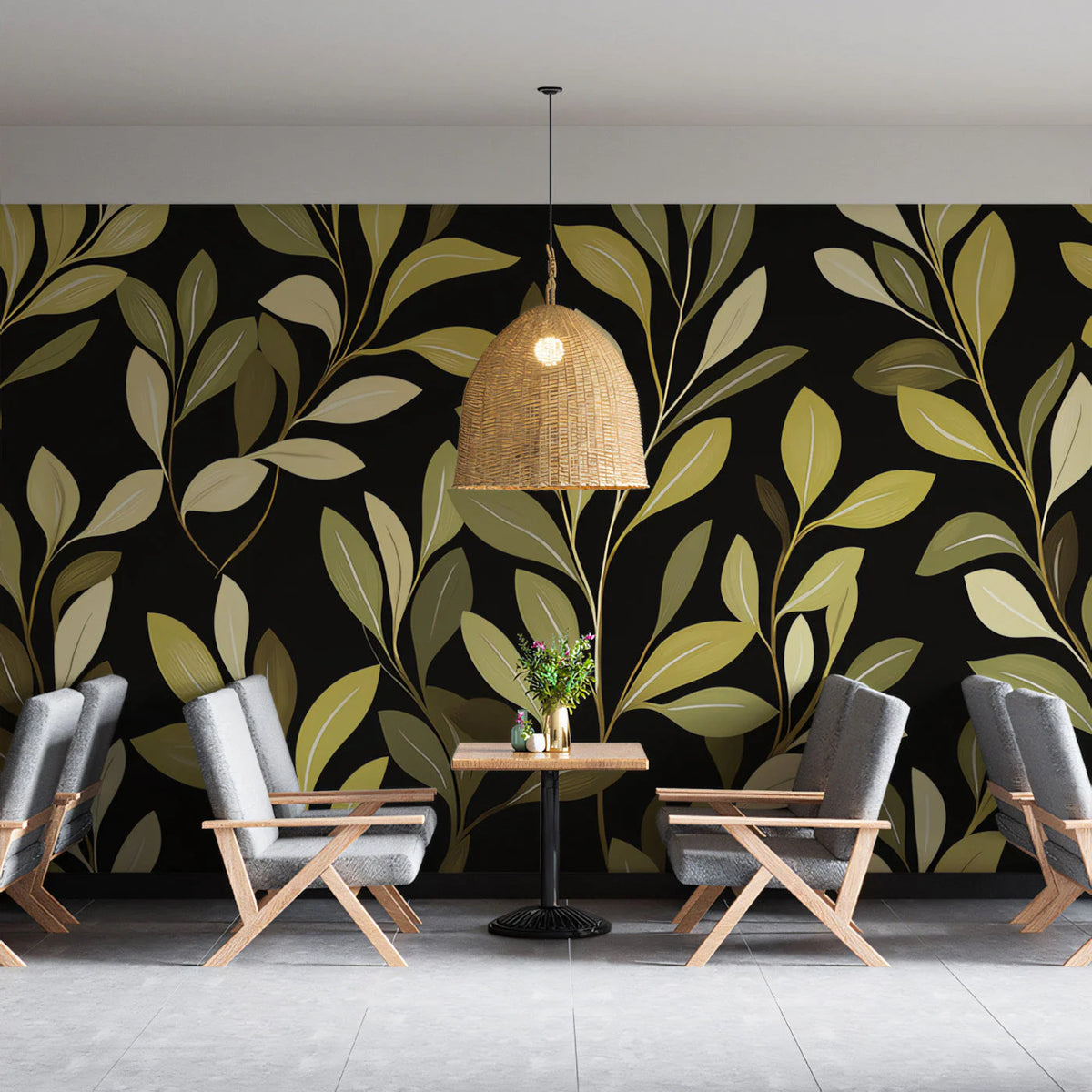 Olive Leaf Botanical Mural Wallpaper — Modern Organic Design Mural Wallpaper - pure wallpaper artwork