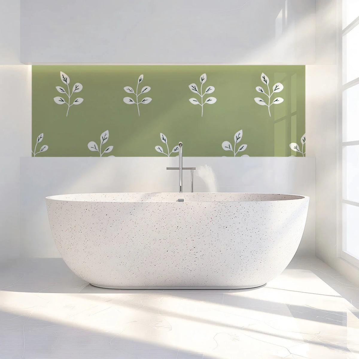 Minimalist Sage Leaf Mural Wallpaper — Calm Botanical Pattern Mural Wallpaper - pure wallpaper artwork