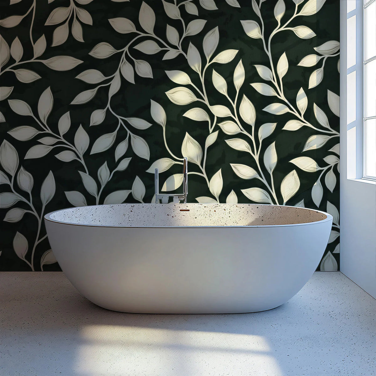 Botanical Leaf Mural Wallpaper — Deep Forest and Cream Mural Wallpaper - pure wallpaper artwork