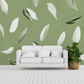 Minimalist Sage Leaf Mural Wallpaper — Modern Botanical Mural Wallpaper - pure wallpaper artwork