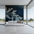 Midnight Frost Leaf Mural Wallpaper — Moody Botanical Art Mural Wallpaper - pure wallpaper artwork