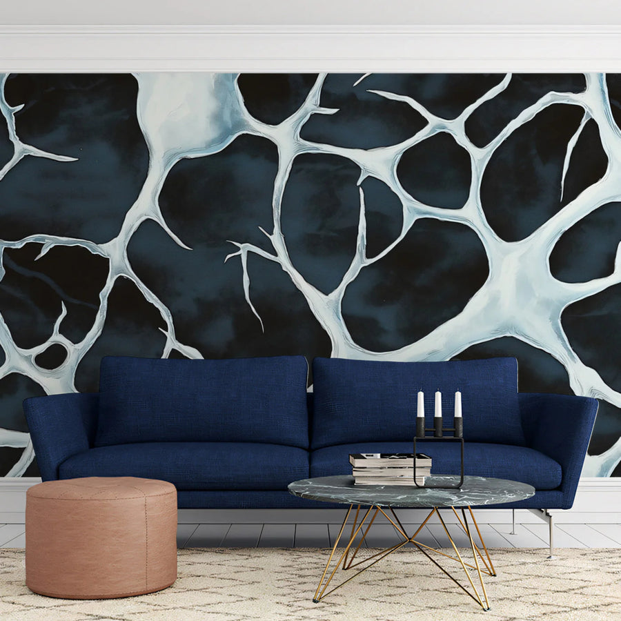 Abstract Branch Network Mural Wallpaper — Modern Organic Art Mural Wallpaper