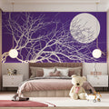 Moonlit Bare Branches Mural Wallpaper — Whimsical Night Scene Mural Wallpaper - pure wallpaper artwork