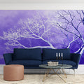Starlit Violet Branch Mural Wallpaper — Whimsical Night Scenery Mural Wallpaper - pure wallpaper artwork