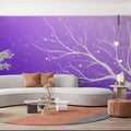 Starlit Violet Branch Mural Wallpaper — Whimsical Night Scene Mural Wallpaper - pure wallpaper artwork