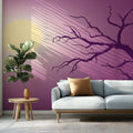 Purple Gradient Tree Mural Wallpaper — Artistic Evening Silhouette Mural Wallpaper - pure wallpaper artwork