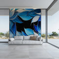 Abstract Sapphire Petal Mural Wallpaper — Modern Fluid Art Mural Wallpaper - pure wallpaper artwork