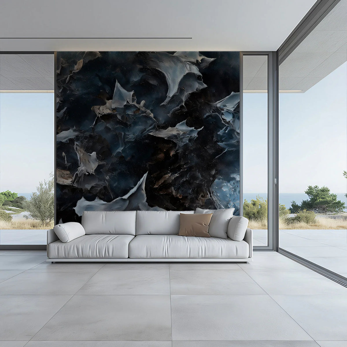 Midnight Abstract Oil Paint Mural Wallpaper — Artistic Texture Mural Wallpaper - pure wallpaper artwork