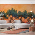 Twisted Olive Grove Mural Wallpaper — Warm Sunset Landscape Mural Wallpaper - pure wallpaper artwork