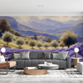 Provençal Lavender Field Mural Wallpaper — Painterly Countryside Scene Mural Wallpaper - pure wallpaper artwork