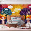 Sun-Drenched Whimsical Trees Mural Wallpaper - pure wallpaper artwork