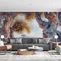 Gnarled Olive Grove Mural Wallpaper — Mediterranean Rustic Scenic Mural Wallpaper - pure wallpaper artwork