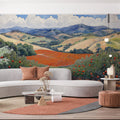 Mediterranean Orchard Landscape Mural Wallpaper — Artistic Countryside Mural Wallpaper - pure wallpaper artwork