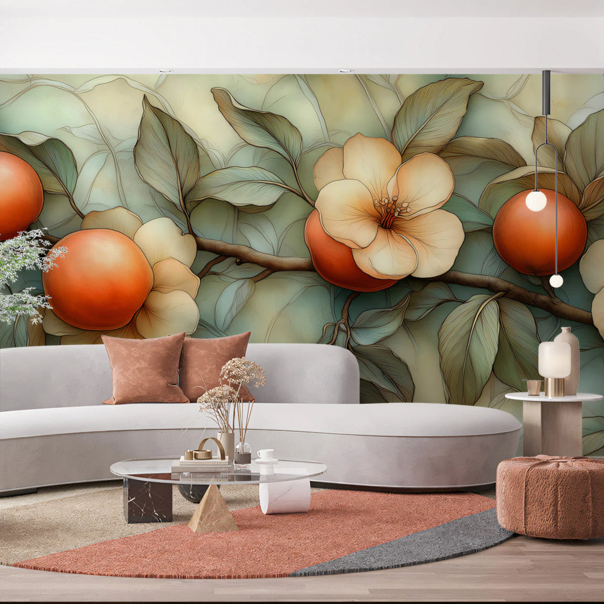 Citrus Blossom Botanical Mural Wallpaper — Orchard Illustration Mural Wallpaper - pure wallpaper artwork