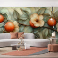 Citrus Blossom Botanical Mural Wallpaper — Orchard Illustration Mural Wallpaper - pure wallpaper artwork