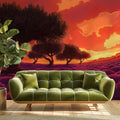 Mediterranean Lavender Sunset Mural Wallpaper — Warm Impressionistic Mural Wallpaper - pure wallpaper artwork
