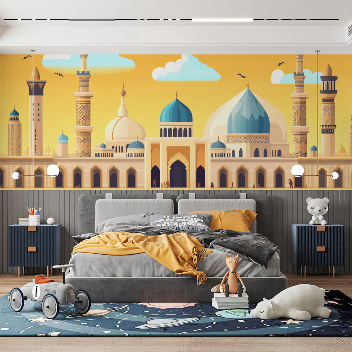 Middle Eastern Architectural Skyline Mural Wallpaper — Whimsical Mural Wallpaper - pure wallpaper artwork