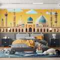 Middle Eastern Architectural Skyline Mural Wallpaper — Whimsical Mural Wallpaper - pure wallpaper artwork