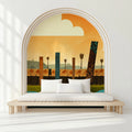 Tribal Totem Sunset Mural Wallpaper — Rustic Artistic Decor Mural Wallpaper - pure wallpaper artwork