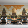 Balinese Temple Horizon Mural Wallpaper — Tropical Architectural Art Mural Wallpaper - pure wallpaper artwork