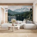 Mountain Waterfall Landscape Mural Wallpaper —Realistic Nature Mural Wallpaper - pure wallpaper artwork