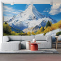 Snow-Capped Alpine Mountain Mural Wallpaper for Scenic Decor Mural Wallpaper - pure wallpaper artwork