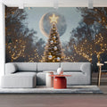 Christmas Tree Moonlit Mural Wallpaper for the hotel Festive Cozy Decoration Mural Wallpaper - pure wallpaper artwork