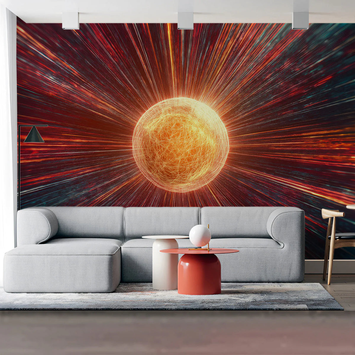 Cosmic Energy Sphere Mural Wallpaper — Abstract Futuristic Decor Mural Wallpaper - pure wallpaper artwork