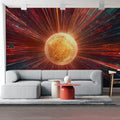 Cosmic Energy Sphere Mural Wallpaper — Abstract Futuristic Decor Mural Wallpaper - pure wallpaper artwork