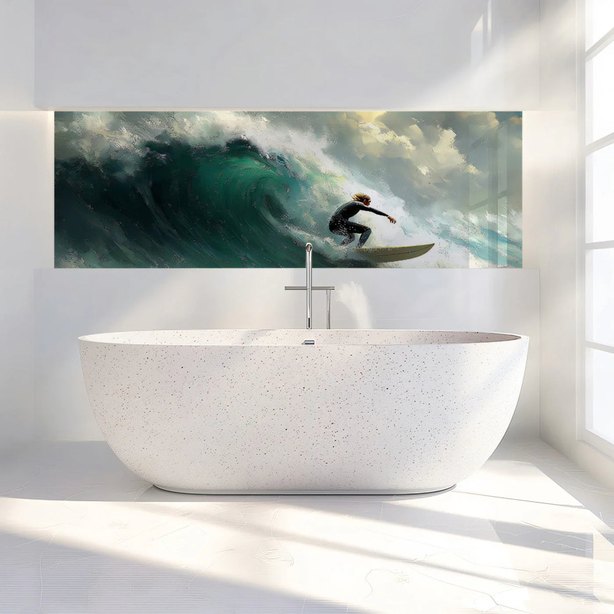 Ocean Surfer Action Mural Wallpaper — Impressionistic Style Mural Wallpaper - pure wallpaper artwork