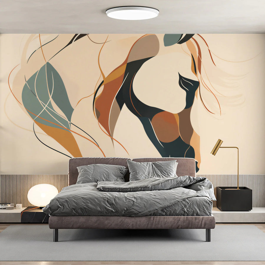 Abstract Horse Profile Mural Wallpaper — Modern Artistic Design Mural Wallpaper