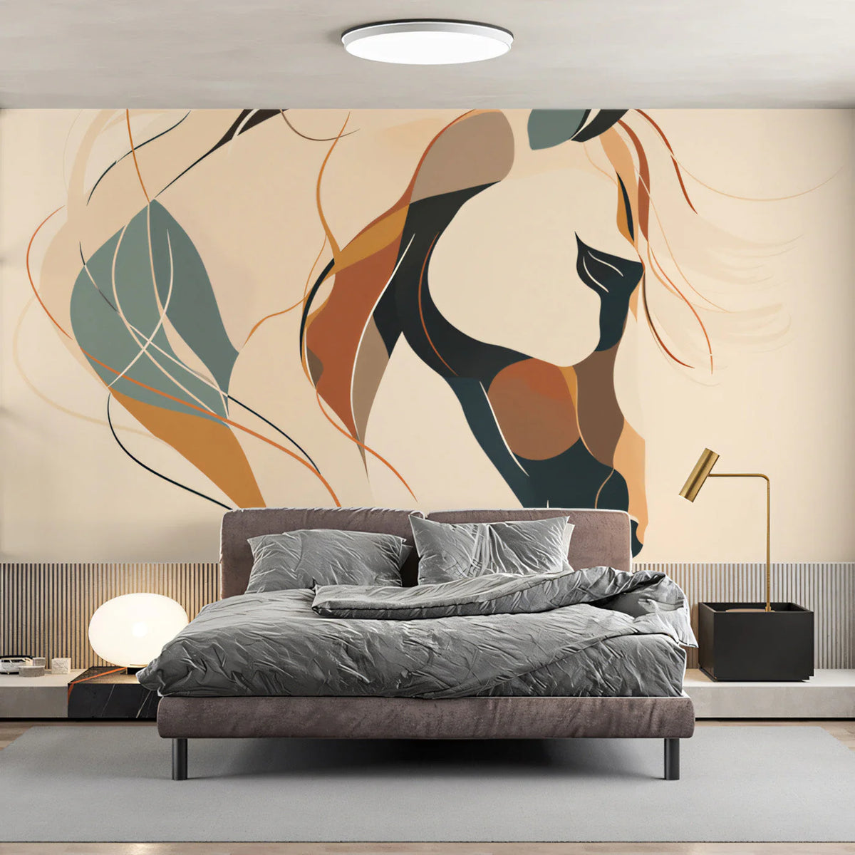 Abstract Horse Profile Mural Wallpaper — Modern Artistic Design Mural Wallpaper - pure wallpaper artwork