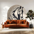 Galloping Horse Line Art Mural Wallpaper — Minimalist Monochrome Mural Wallpaper - pure wallpaper artwork